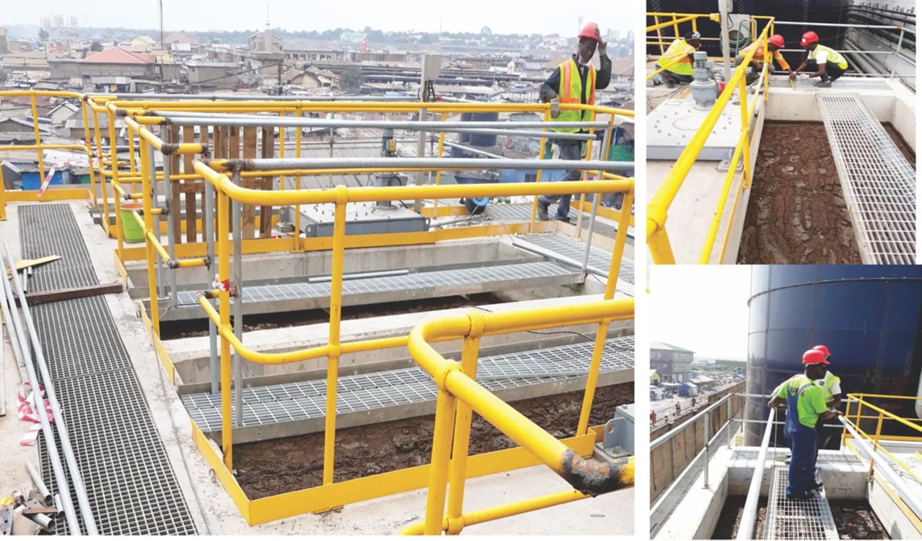 Industrial tank farm walkways and railings built by Flogal